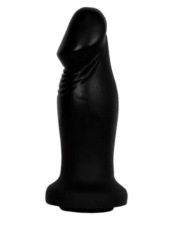 Чёрный анальный фаллоимитатор с ограничительным основанием - 14 см.